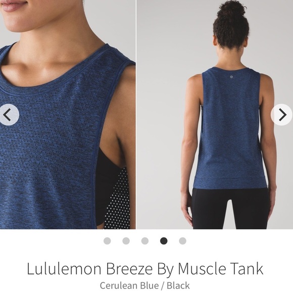 Lululemon Breeze By Muscle Tank Cerulean Blue Black 2016 Style: W1ADSS $58 Sz 6 - Picture 1 of 6
